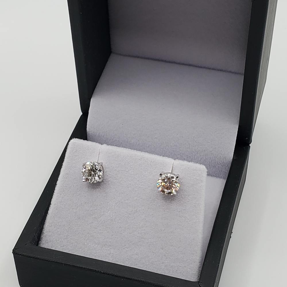 Moissanite 925 Sterling Silver Studs Earrings 6.5mm/1ct Each Stone Men Women GRA